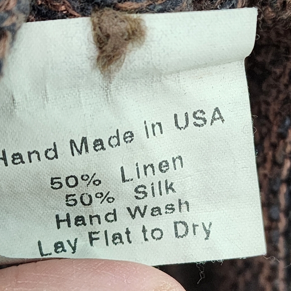 Women's Vintage Linen Silk Blend Chunky Knit Slouchy  V-neck Sweater - Picture 7 of 8